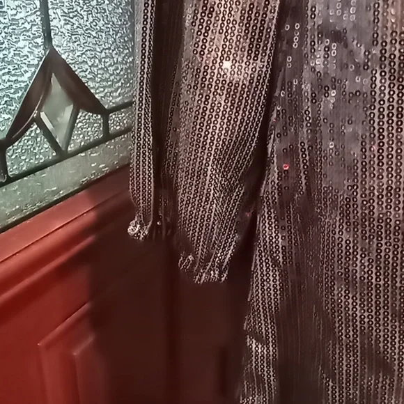 NEW INC Wrap Like Sequin Dress EveninG Wedding Night Out Plunging Neckline Sz L - Picture 5 of 6